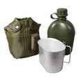 GI Type Olive Drab 1 Quart Plastic Canteen w/Cover & Cup